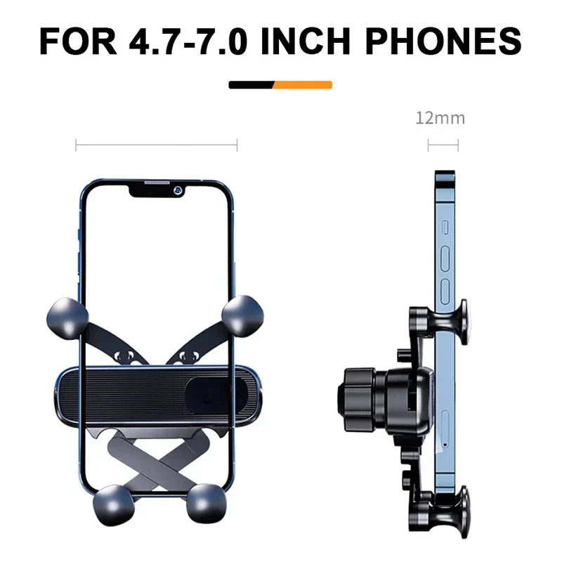 Gravity Car Phone Holder – Telescopic Air Vent Mount with 360° Rotation for 4.7–7 Inch Phones