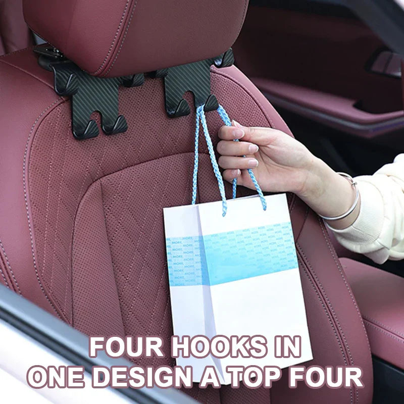 Multifunctional Car Headrest Hook – Carbon Fiber Seat Back Hanging Hanger