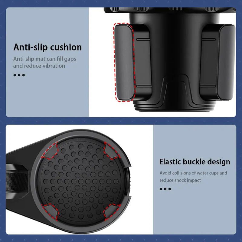 Premium Car Cup Holder Expander – Multi-Function Drink Holder with 360° Adjustable Snack Tray