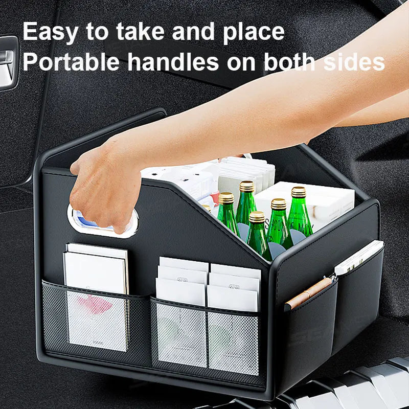 Foldable Car Trunk Organizer – 22.5L Waterproof Wear-Resistant Storage Box with 6 Pockets