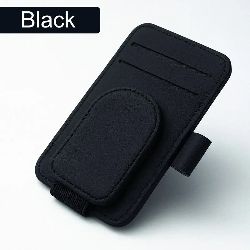 Luxury Suede Car Glasses Holder – Strong Magnetic Sun Visor Clip with Card Pocket