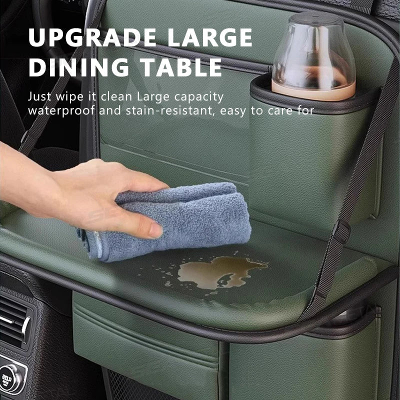 8-in-1 Car Seat Back Organizer with Foldable Tray – Waterproof Wear-Resistant Storage Bag