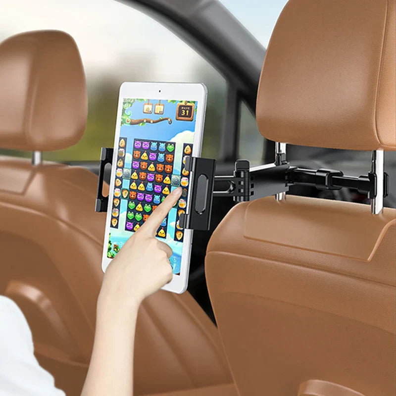 Car Headrest Tablet Holder – 360° Rotating Seat Back Mount for 5–13 Inch Devices